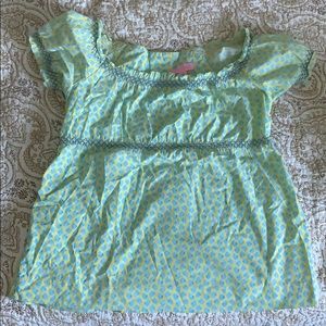 Lilly Pulitzer button back blouse sz 10 green blue